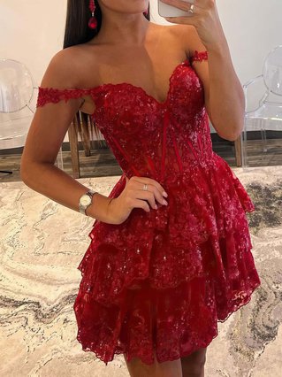 Cute red dresses for homecoming best sale