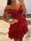 Corset Off-The-Shoulder Tiered Ruffle Homecoming Dresses #Milly020117419