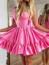 Pink Skater Taffeta Sweetheart Ruffle Homecoming Dresses #Milly020117477