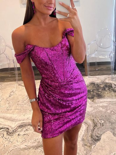 Off Shoulder Sequin Ruched Mini Dress #Milly020117480