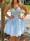 Corset Skater Tulle V-neck Appliques Homecoming Dresses #Milly020117485