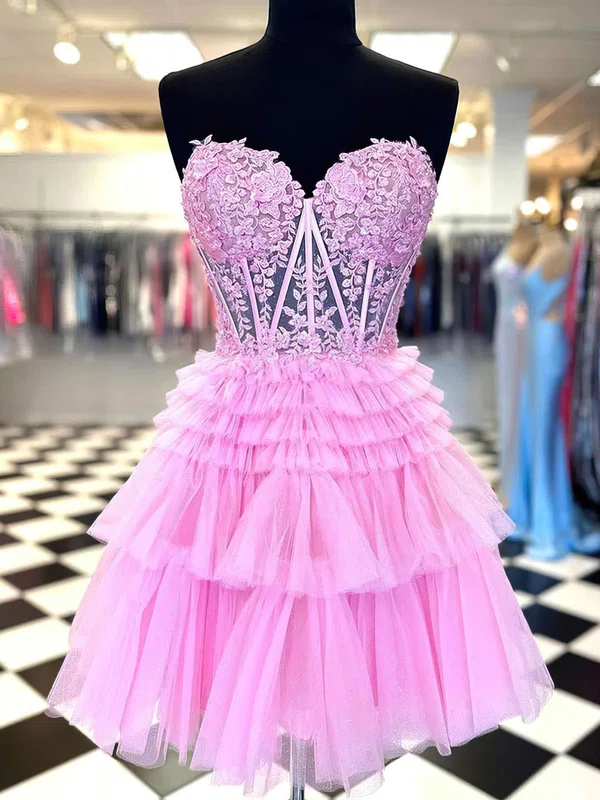 Ball Gown Sweetheart Glitter Short/Mini Homecoming Dresses With Tiered #Milly020117523