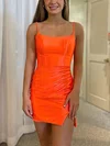 Orange Square Neck Split Bodycon Mini Dress #Milly020117541