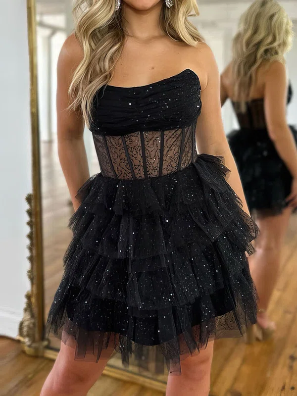 Corset Black Skater Glitter Tiered Homecoming Dresses #Milly020117571