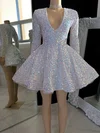 Ball Gown V-neck Velvet Sequins Short/Mini Homecoming Dresses #Milly020117581