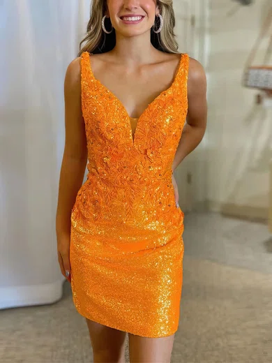 Orange Sequin Bodycon Homecoming Dresses #Milly020117591