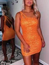 Sheath/Column One Shoulder Sequined Short/Mini Homecoming Dresses #Milly020117612