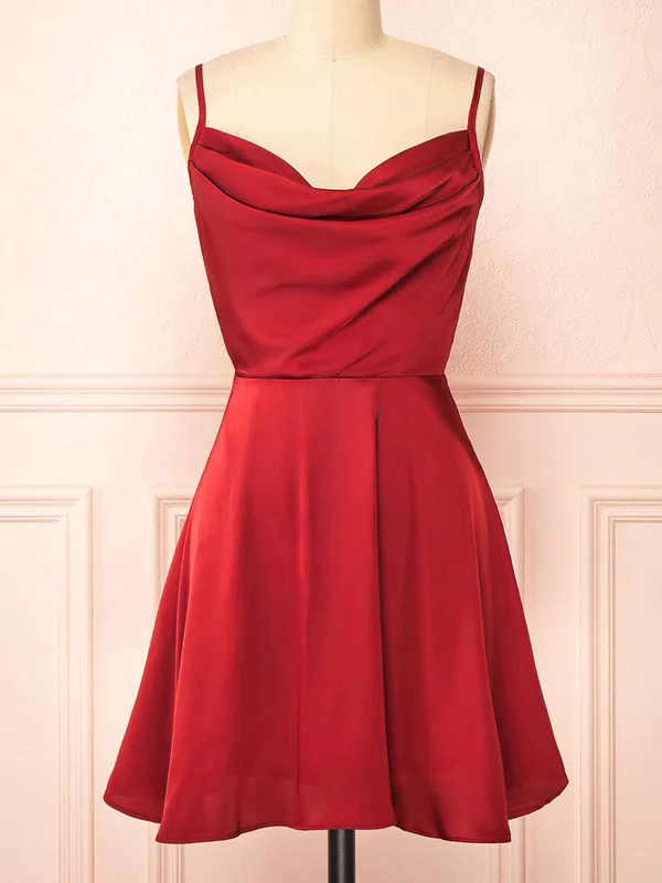 A-line Cowl Neck Silk-like Satin Short/Mini Homecoming Dresses #Milly020117613