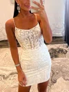 Sheath/Column Scoop Neck Lace Short/Mini Homecoming Dresses With Appliques Lace #Milly020117622