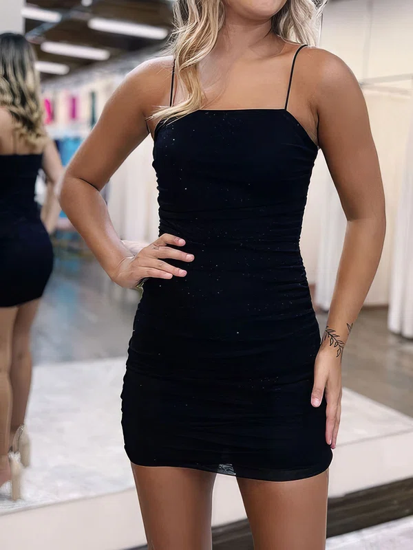 Glitter Black Bodycon Ruched Homecoming Dresses #Milly020117636