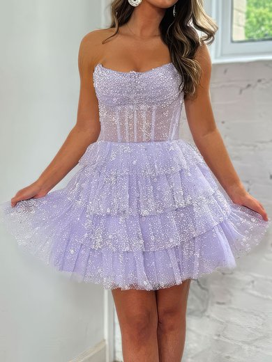 Corset Skater Glitter Tiered Homecoming Dresses #Milly020117683