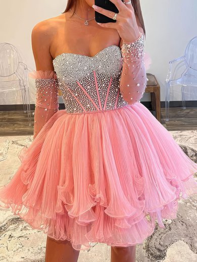 Corset Skater Chiffon Ruffle Homecoming Dresses #Milly020117684