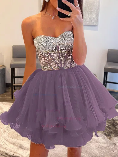 Corset Skater Chiffon Ruffle Homecoming Dresses millybridal