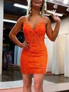 Sheath/Column V-neck Sequined Short/Mini Homecoming Dresses With Lace #Milly020117702
