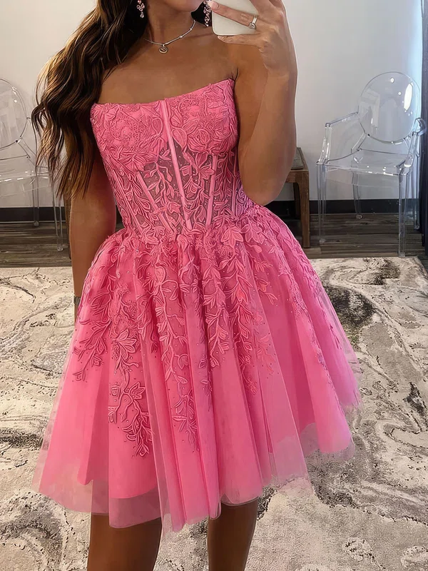 Corset Skater Tulle Appliques Homecoming Dresses #Milly020117707