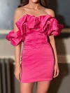 Corset Bodycon Satin Off-The-Shoulder Ruffle Homecoming Dresses #Milly020117710