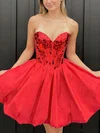 Ball Gown Sweetheart Satin Short/Mini Homecoming Dresses With Crystal Detailing #Milly020117718