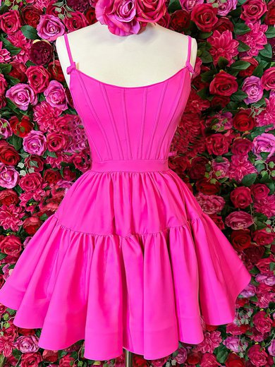 Ball Gown Scoop Neck Satin Short/Mini Homecoming Dresses With Bow #Milly020117728