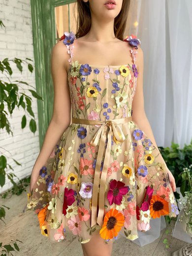 3D Floral Embroidered Tulle Mini Dress #Milly020117734