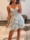 Silver Sparkle Appliques Tiered Mini Dress #Milly020117735