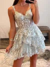 Sparkly Corset V-neck Sequin Tiered Ruffle Homecoming Dresses #Milly020117735