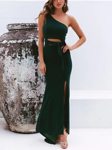 Elegant Trumpet/Mermaid Jersey One Shoulder Cut Out Maxi Dress PT02023580