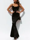 Modest Black Satin Trumpet/Mermaid Cowl Neck Maxi Dress PT02023669