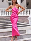 Pink Halter Satin Maxi Dress PT02023724