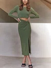 Green Cut Out Long Sleeve Split Bodycon Maxi Dress PT02023763