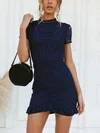 Elegant Bodycon Lace High Neck Ruffle Mini Dress PT02023597