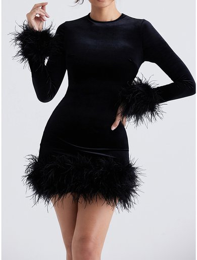 Black Long Sleeve Bodycon Mini Dress PT02023833