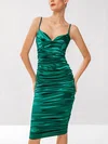 Green Ruched Satin Midi Dress PT02023910