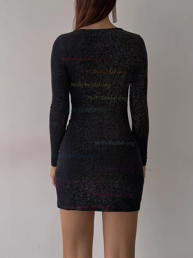 Black Glitter Long Sleeve Bodycon Mini Dress