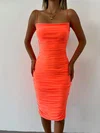 Orange Ruched Bodycon Midi Dress PT02024070