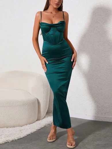 Corset Sheath/Column Satin Sweetheart Split Maxi Dress PT02024532