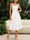 Elegant White A-line Square Neck Midi Dress PT02024539