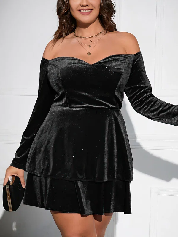 Black Plus Off Shoulder Mini Dress PT02024618