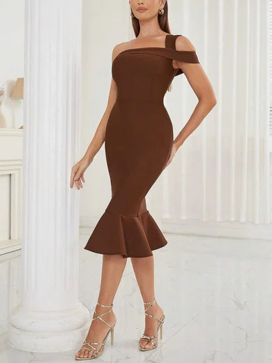 Elegant Trumpet/Mermaid One Shoulder Ruffle Midi Dress PT02024776