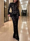 Black High Neck Long Sleeve Lace Bodycon Maxi Dress PT02024797