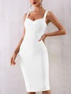 Elegant White Sheath/Column V-neck Midi Dress PT02024854