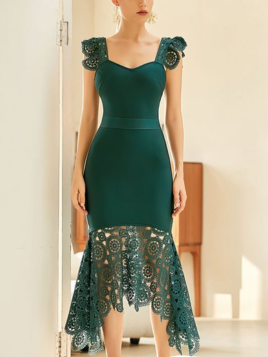 Dark Green Lace Asymmetrical Dress PT02024857
