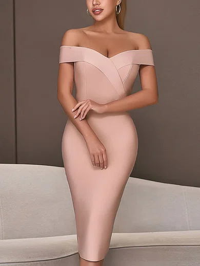 Elegant Sheath/Column Stretch Crepe Split Midi Dress PT02024913