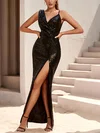 Black Sequin Split Bodycon Maxi Dress PT02025001