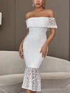 White Off Shoulder Lace Midi Dress PT02025067