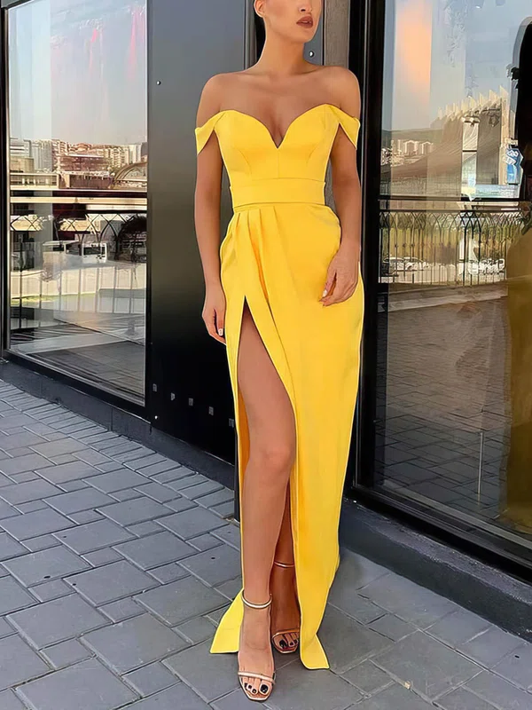 Off Shoulder Satin Split Dress PT020106966