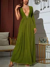 Flowy A-line V-neck Long Sleeve Maxi Dress PT02025354