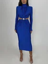 Long Sleeve High Neck Ruched Maxi Dress PT02025480