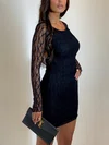 Black Lace Long Sleeve Mini Dress PT02025515