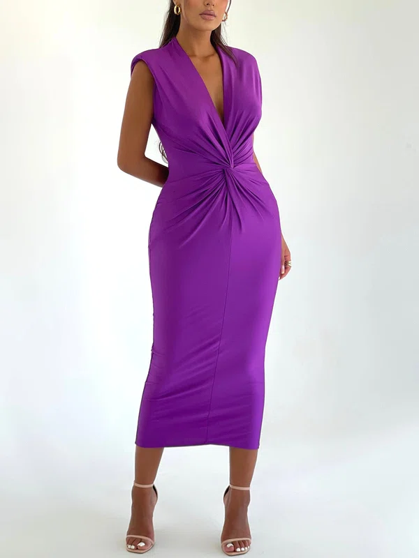 Deep V Neck Ruched Maxi Dress PT02025540