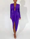 Long Sleeve Deep V Neck Ruched Maxi Dress PT02025560